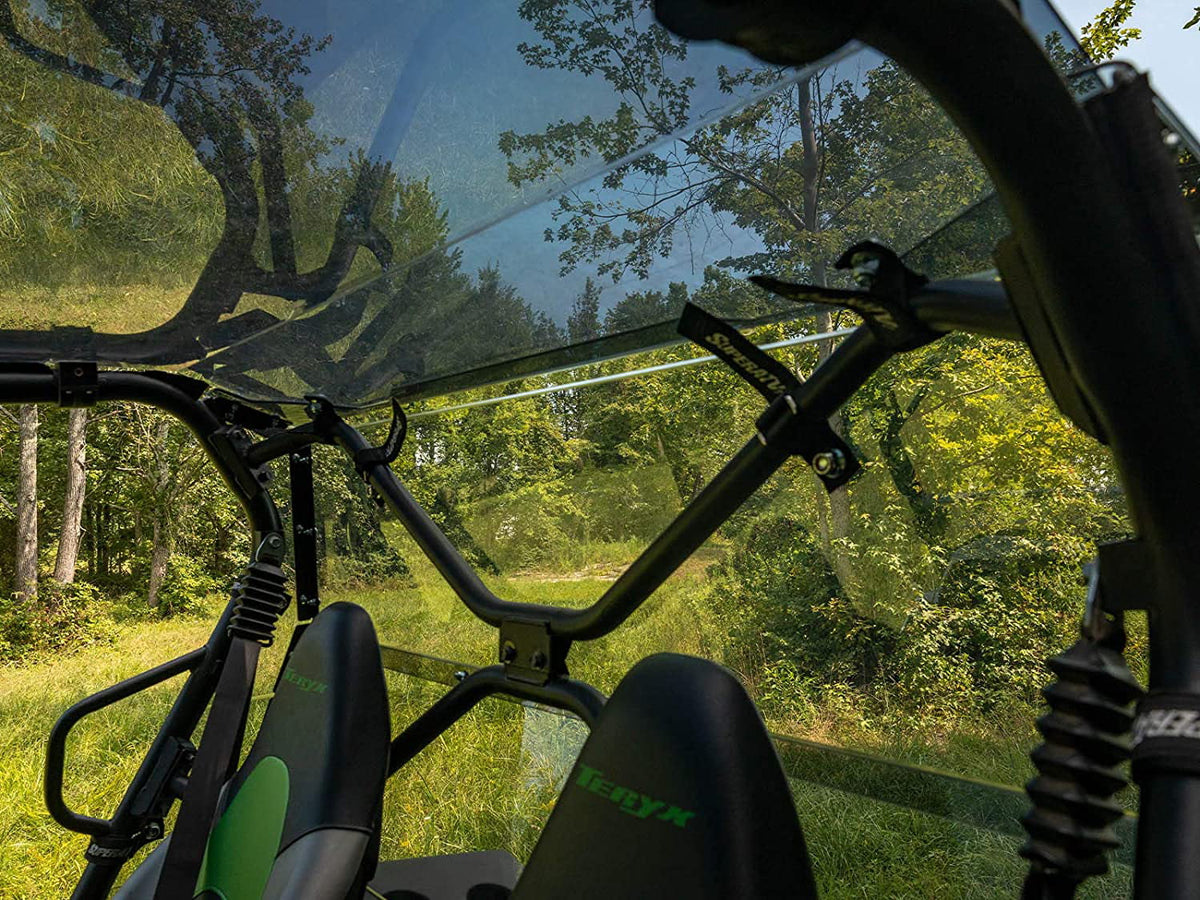 SuperATV Heavy Duty Rear Windshield for 2014+ Kawasaki Teryx 4 800 / 2021+ Teryx 4  1/4" Thick Lightly Tinted Polycarbonate 250x Stronger Than Glass Protects You From Flying Debris Made in !