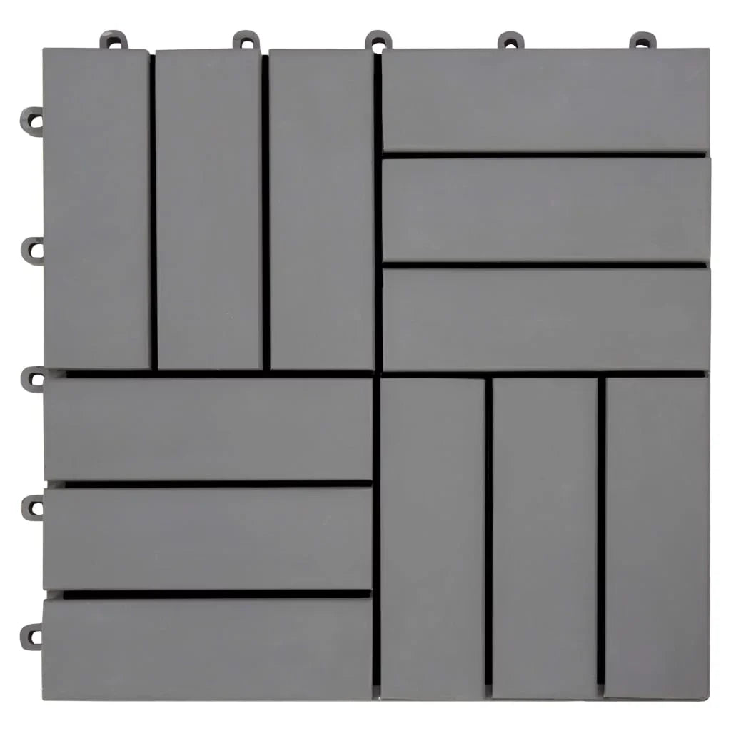 Anself 10 Piece Deck Patio Pavers Tiles Set Acacia Wood Interlocking Decking Flooring Tiles Bathroom Patio Poor Balconies Spa Area Suit for Indoor  Use Gray Wash 11.8 x 11.8 Inches ( x )