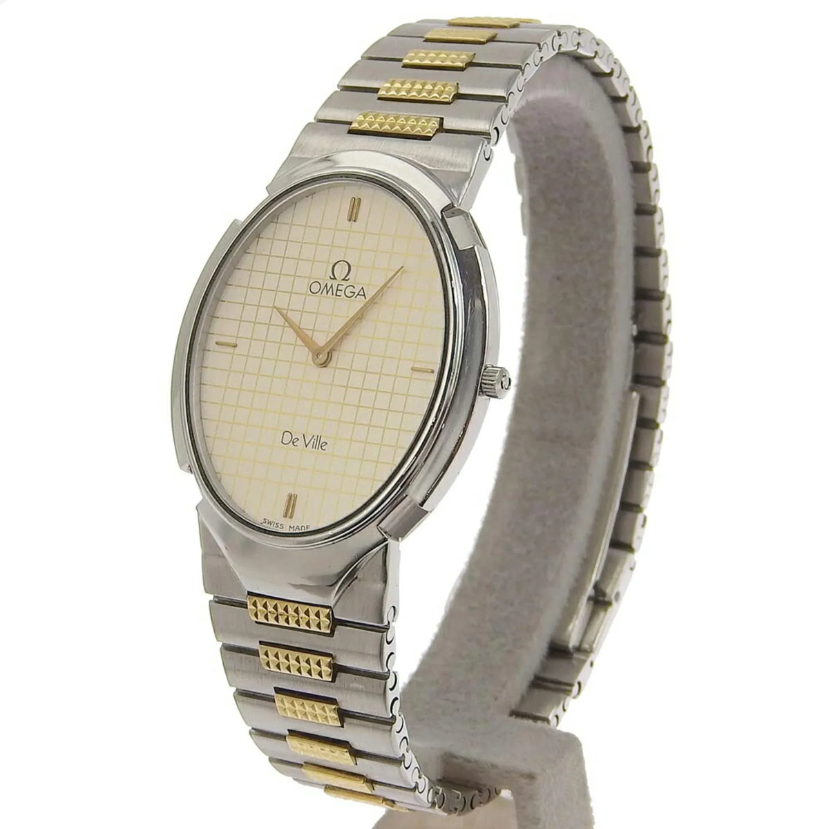 Pre-Owned Omega  De Ville Watch Stainless Steel Swiss Made Silver/Gold Quartz Silver Dial Boys (Fair)