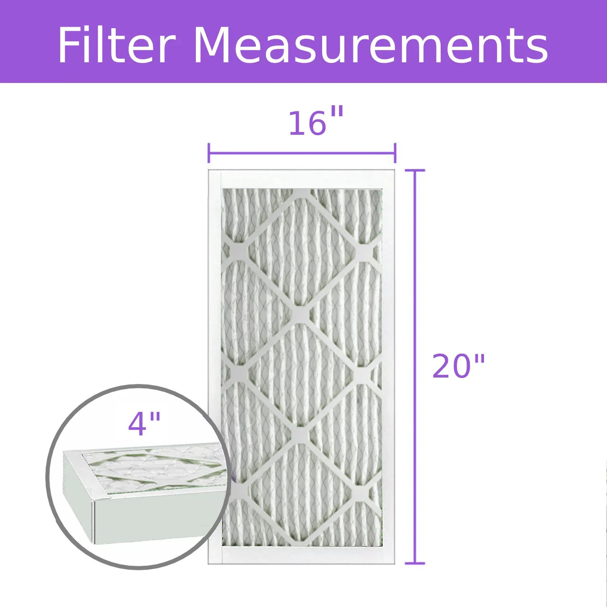 16x20x4, Purolator  Extended Surface Pleated Air Filter, Mechanical  8, (3 Pack)