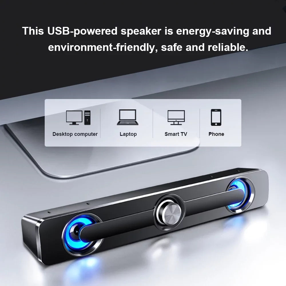 Carevas -111 Computer Speaker  Wired Powerful Bar Stereo Subwoofer Bass Speaker Surround Sound Box for  Laptop Phone Tablet