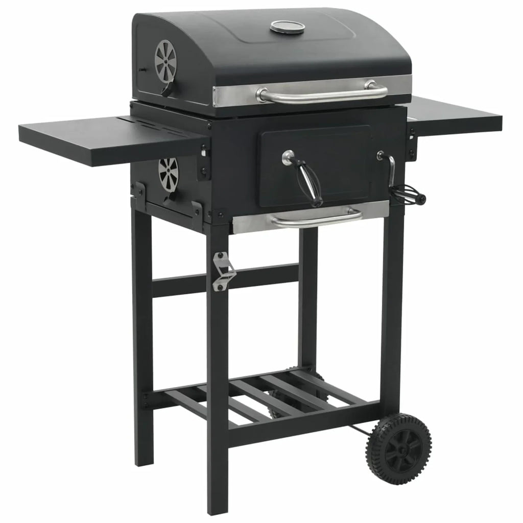 Charcoal-Fueled  Grill with Bottom Shelf Black
