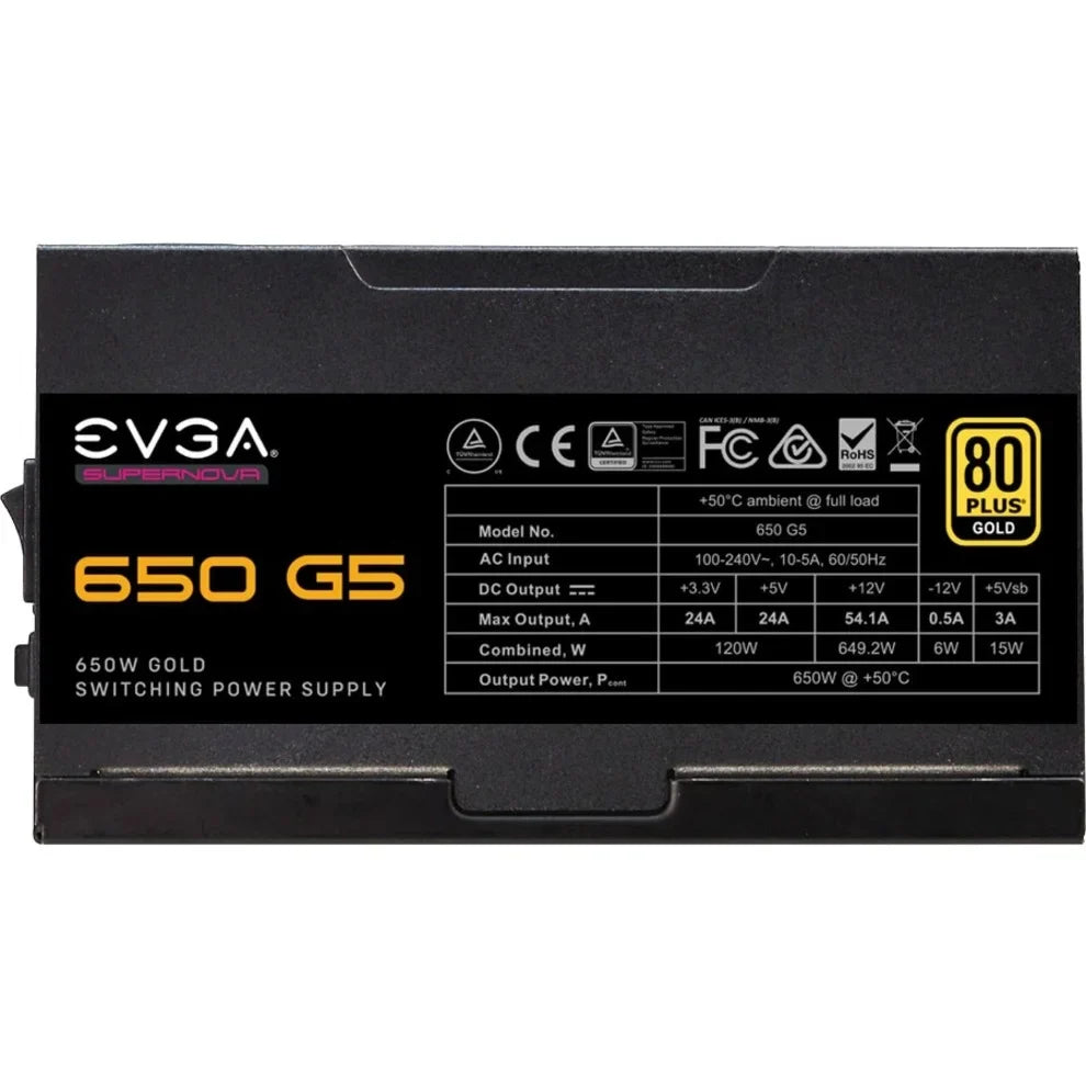 SuperNOVA 650 , 80 Plus Gold 650W, Fully Modular, Eco Mode with  Fan, 10 Year Warranty, Includes Power  Self Tester, Compact 150mm Size, Power Supply 220--0650-