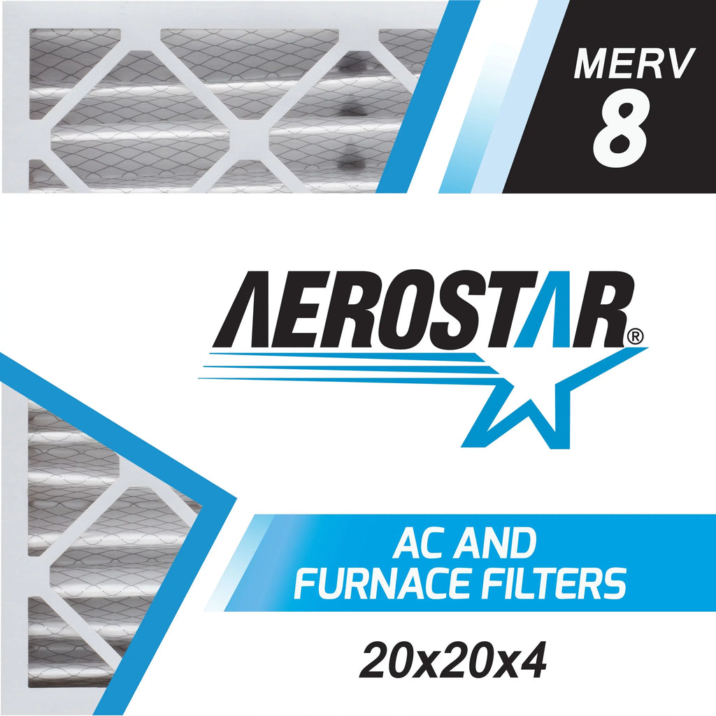 Aerostar 20x20x4   8, Pleated Air Filter, 20 x 20 x 4, Box of 3, Made in the