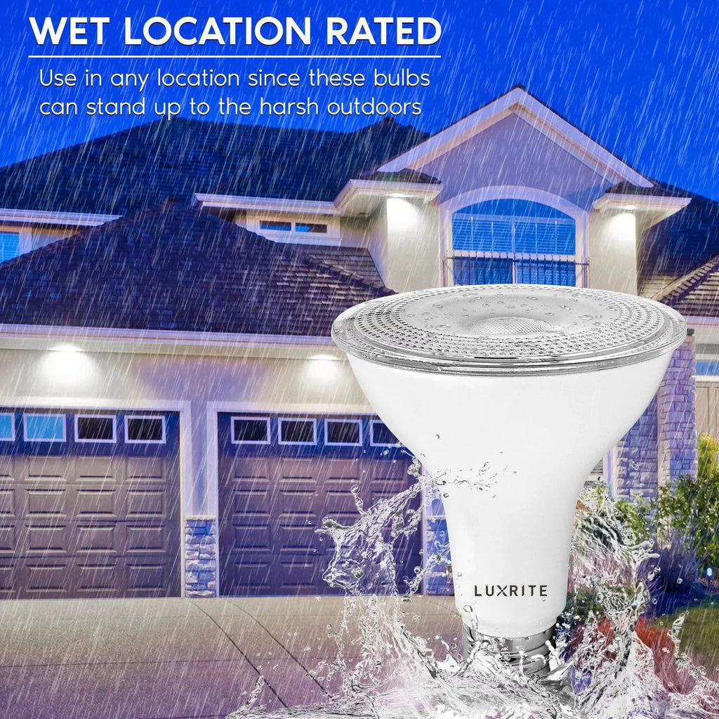 Luxrite 6-Pack   Flood Light Bulb 4000K Cool White 850 Lumens 11W Dimmable Wet Rated  Base  Listed