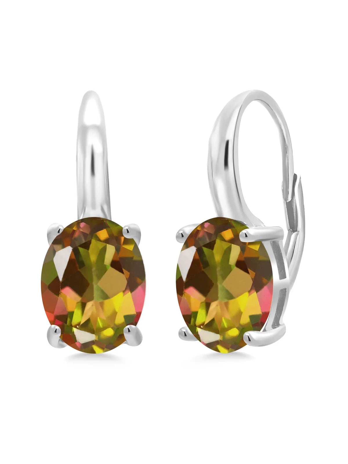 Gem Stone King 9.00 Ct Oval Mango Mystic Topaz 925 Sterling Silver Earrings