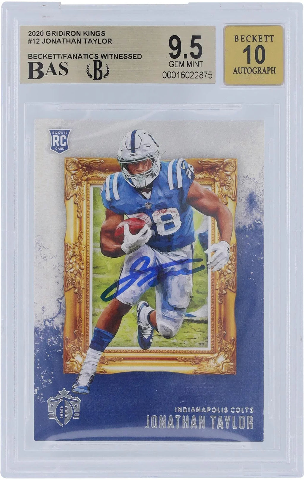 Jonathan Taylor Indianapolis Colts Autographed 2020 Panini Gridiron Kings #-12 Beckett Fanatics Witnessed Authenticated 9.5/10 Rookie Card - Fanatics Authentic Certified