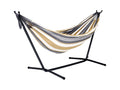 The Hamptons Collection 110” Grey and Gold Striped Brazilian Style Hammock with a Steel Hammock