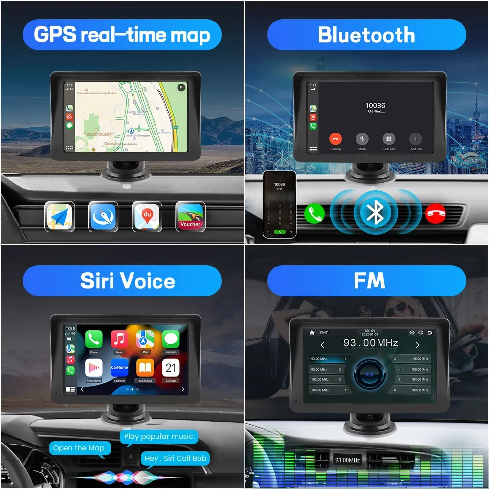 Awesafe 7 inch Touch Screen Wireless Apple Carplay Car Stereo with Android Auto Support Bluetooth ,  Navigation, Audio, Music, Video