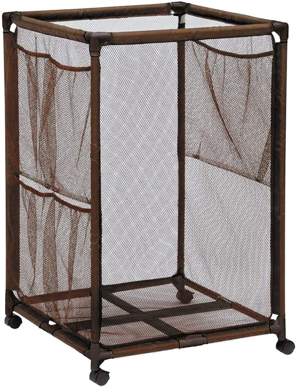Essentially Yours Pool Noodles Holder, Toys, Balls, Floats and Equipment Mesh Rolling Storage Organizer Bin, Kids Height, Large, (43"  x 25"  x 28" ), Brown Style 563009