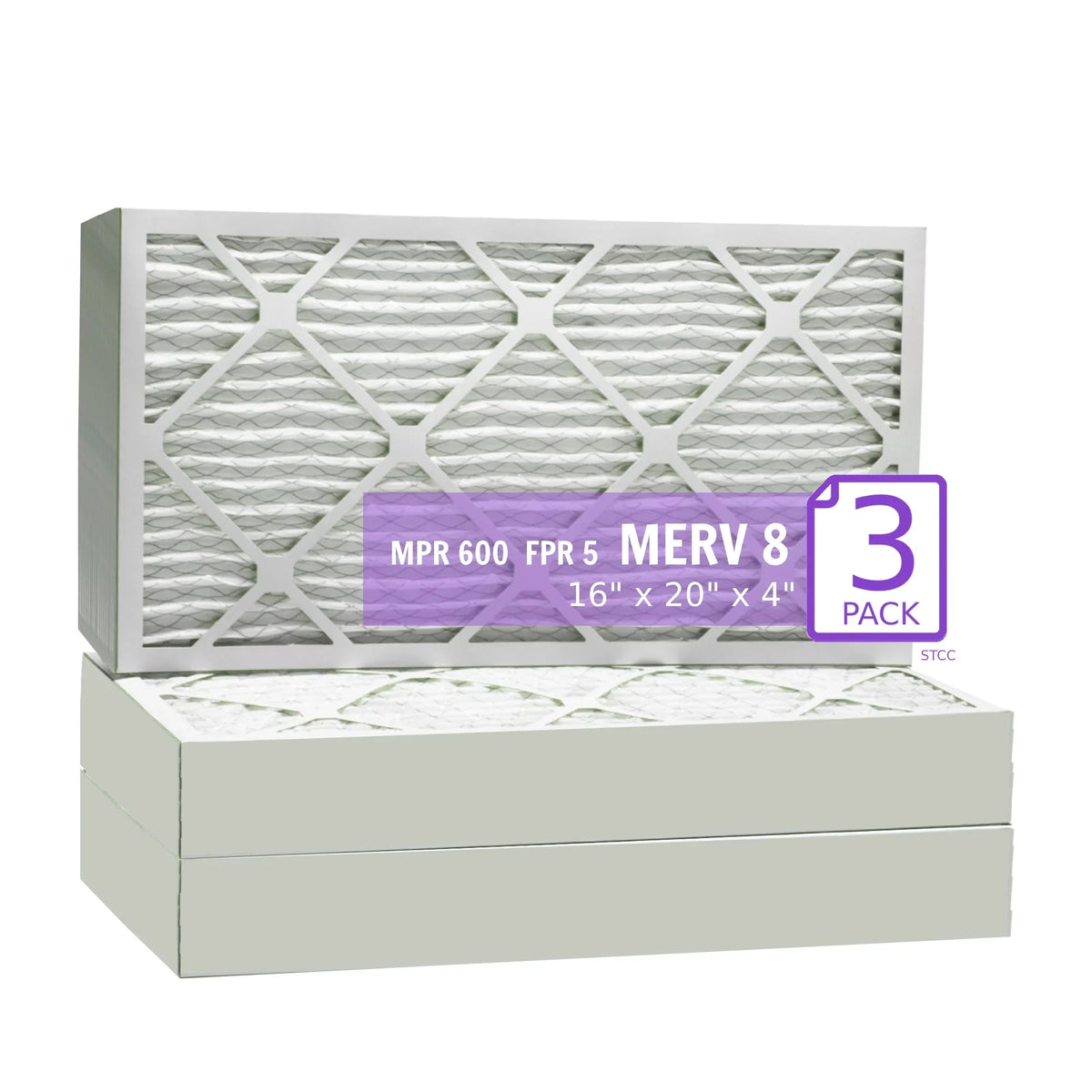 16x20x4, Purolator  Extended Surface Pleated Air Filter, Mechanical  8, (3 Pack)