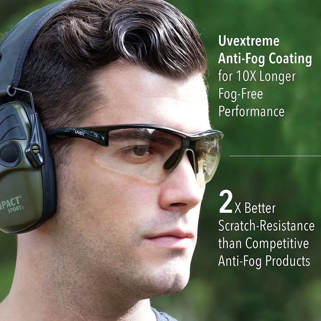 Howard Leight by Honeywell Uvex Acadia Shooting Glasses with Uvextreme Plus Anti-Fog Lens Coating, Clear Lens (-02214)