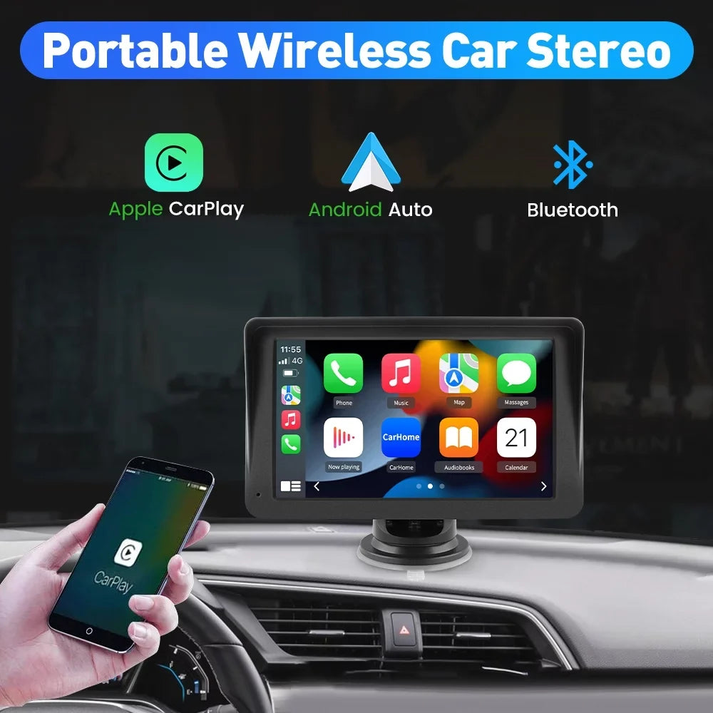 Awesafe 7 inch Touch Screen Wireless Apple Carplay Car Stereo with Android Auto Support Bluetooth ,  Navigation, Audio, Music, Video