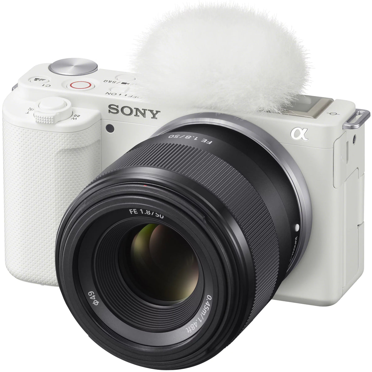 Sony - Mirrorless Alpha - Vlog Camera Body and 50mm .8 Large Aperture  Lens  -/ White Bundle with Deco Gear Case + Extra Battery + Photo Video Accessories Kit
