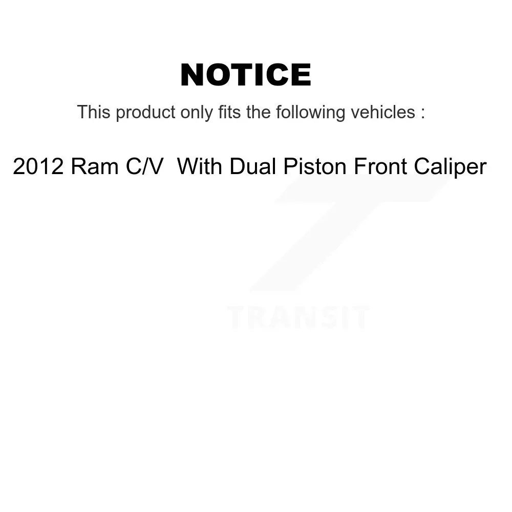 Transit Auto Rear Disc Brake Caliper Coated Rotors And Semi-Metallic Pads Kit For 2012 Ram / With Dual Piston Front -100133P