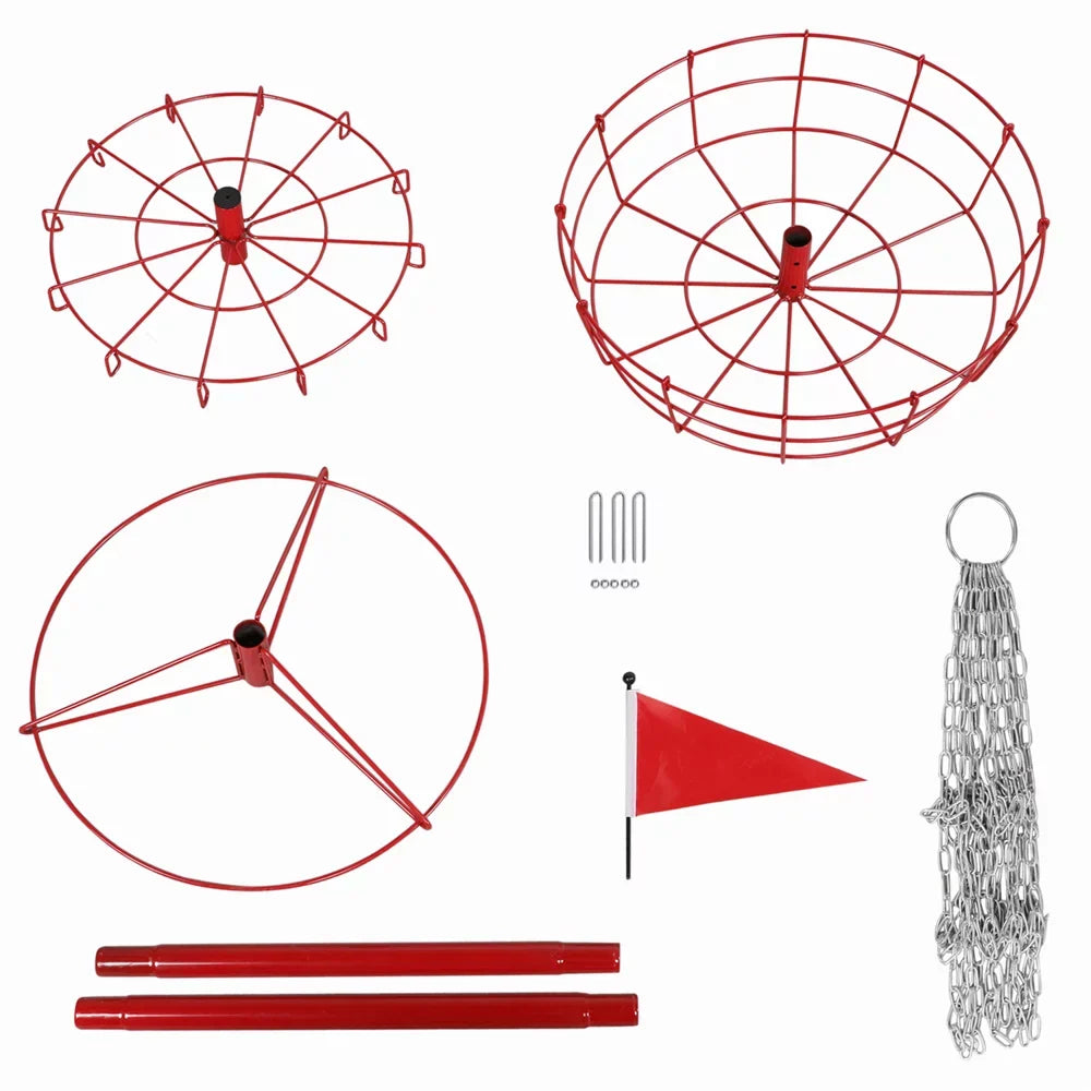 SmileMart 12-Chain Portable Disc Golf Basket Metal Flying Disc Golf Target, Red