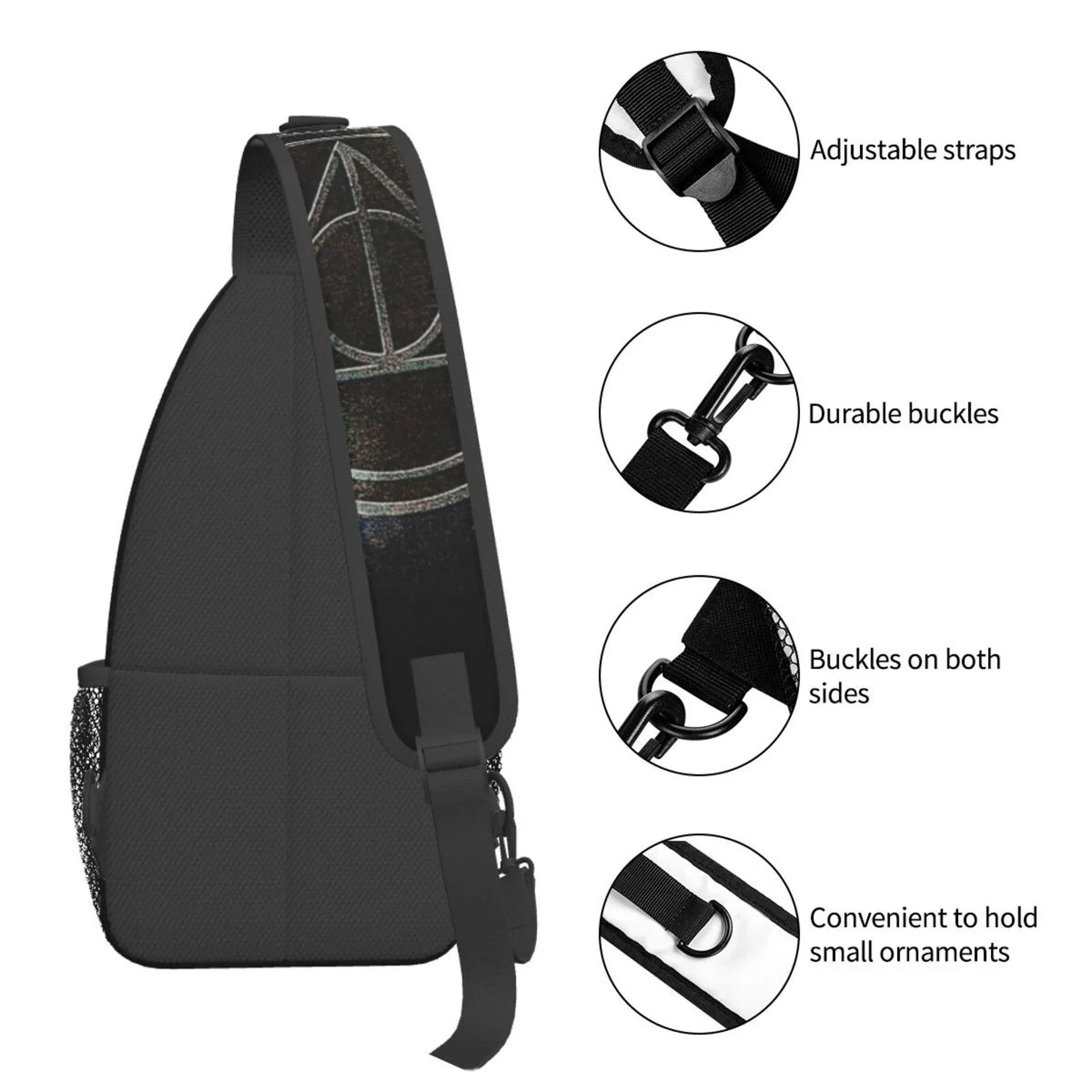 Harry Potter Deathly Hallows Sling Bag Crossbody Backpack Chest Bags Diagonally Travel Daypack For Women Men Adults Teen