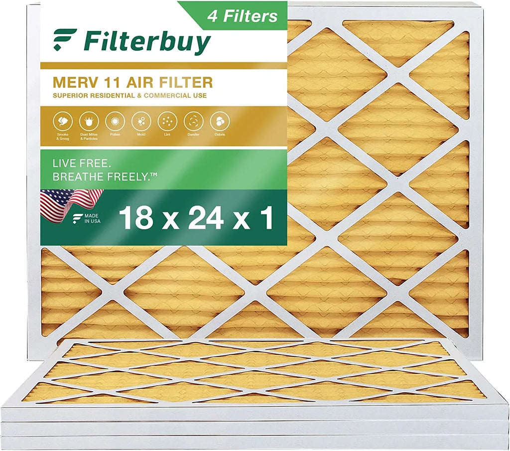 Filterbuy 18x24x1  11 Pleated   Furnace Air Filters (4-Pack)