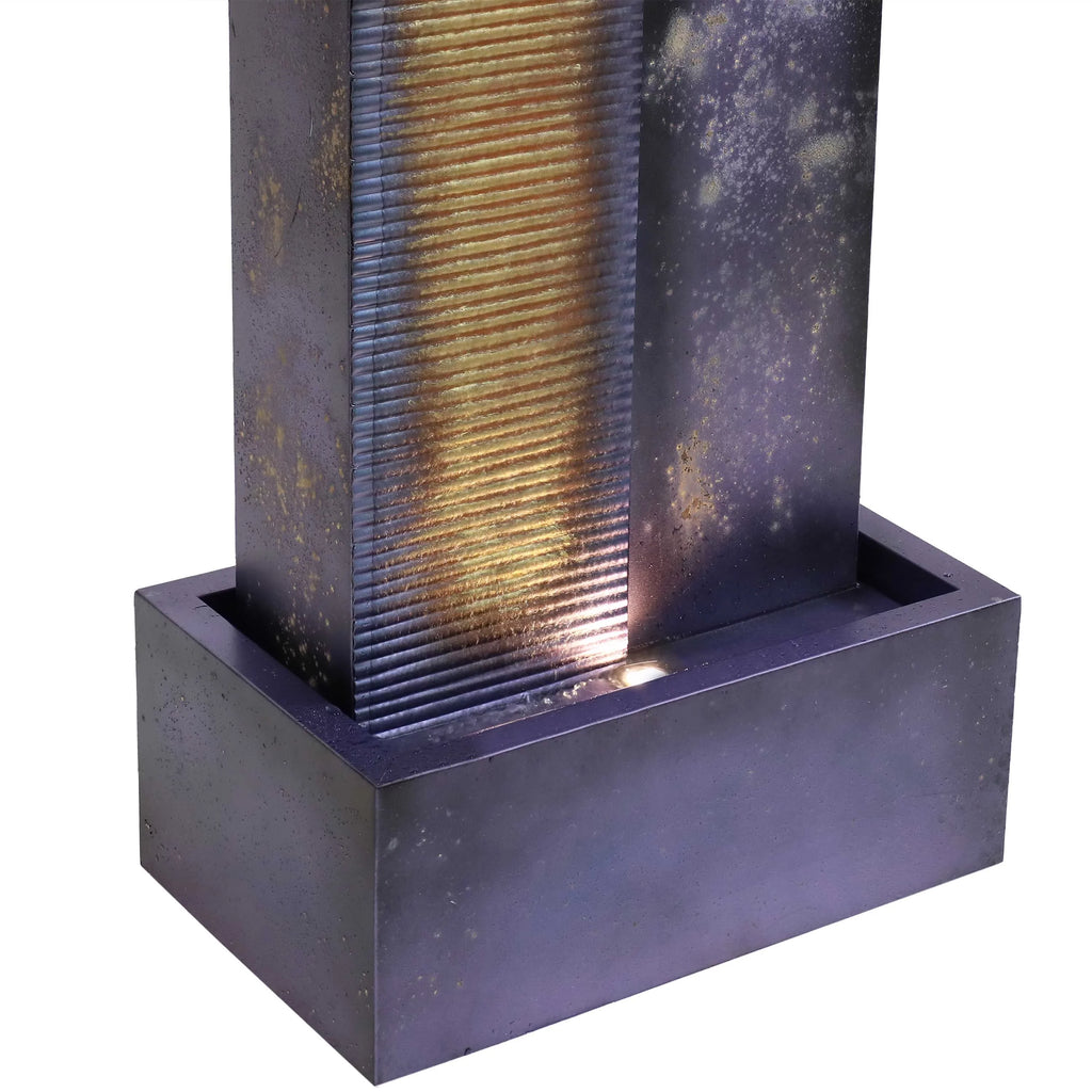 Sunnydaze Cascading Tower Outdoor Metal Fountain with  Lights - 32"