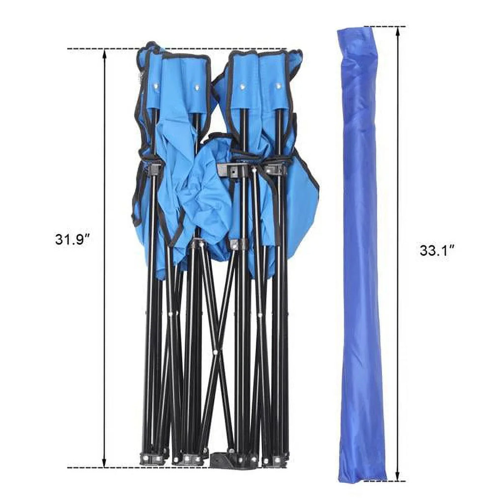 Double Outdoor Folding Beach Chair, High Strength Camping Chair with Mini Table Beverage Holder Carrying Bag, for Beach Patio Pool Park Outdoor Portable Camping Chair, Blue