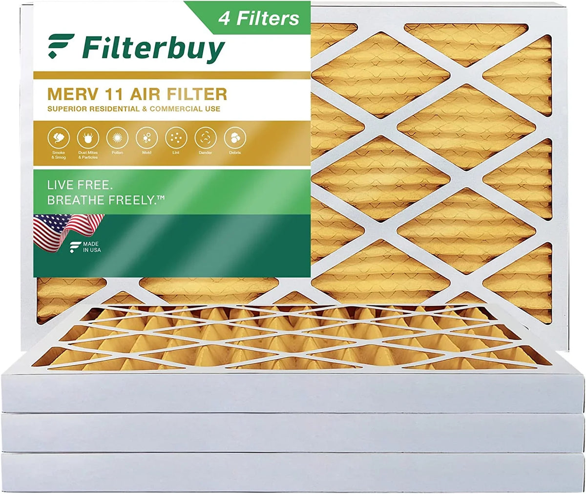 Filterbuy 20x32x2  11 Pleated   Furnace Air Filters (4-Pack)