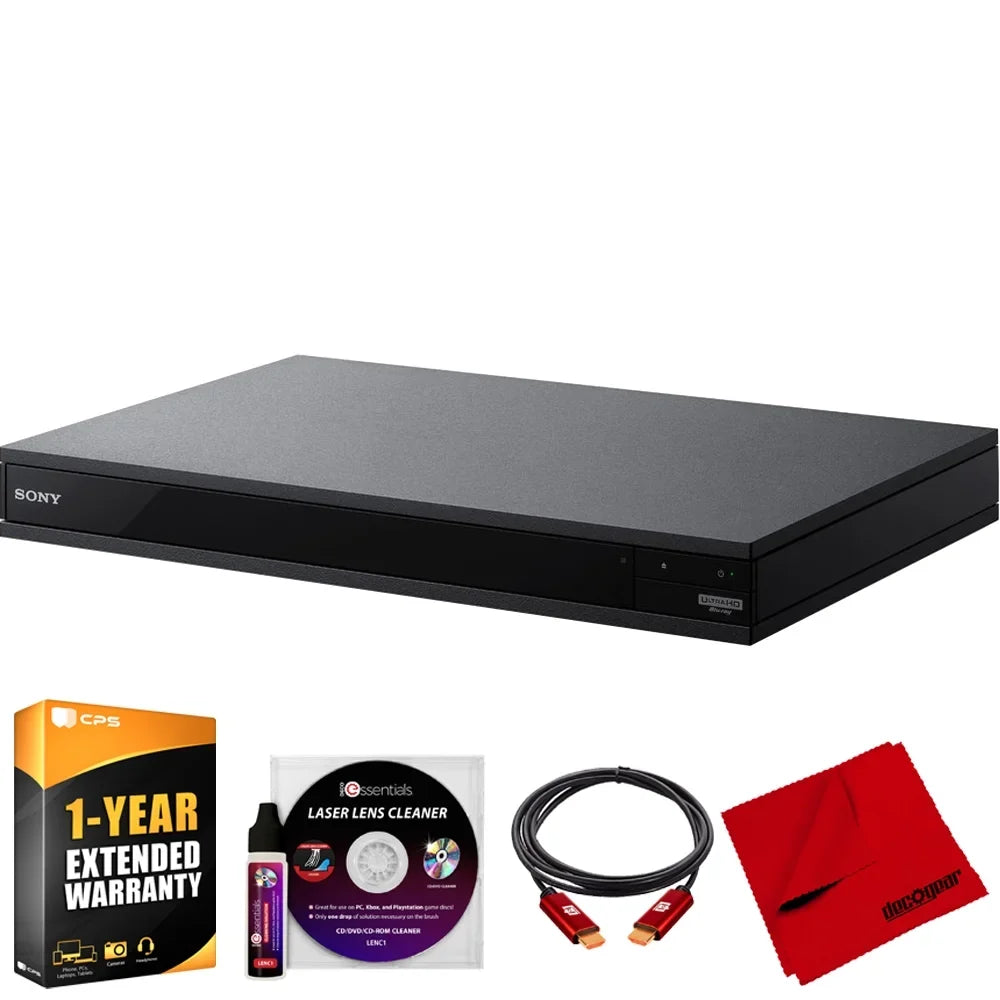 Sony - 4K  Blu-ray Player With  and Dolby Atmos Bundle with Deco Gear 6FT  2.0 Cable + Deco Essential Laser Lens Cleaner + 1 Year  Enhanced Protection Pack
