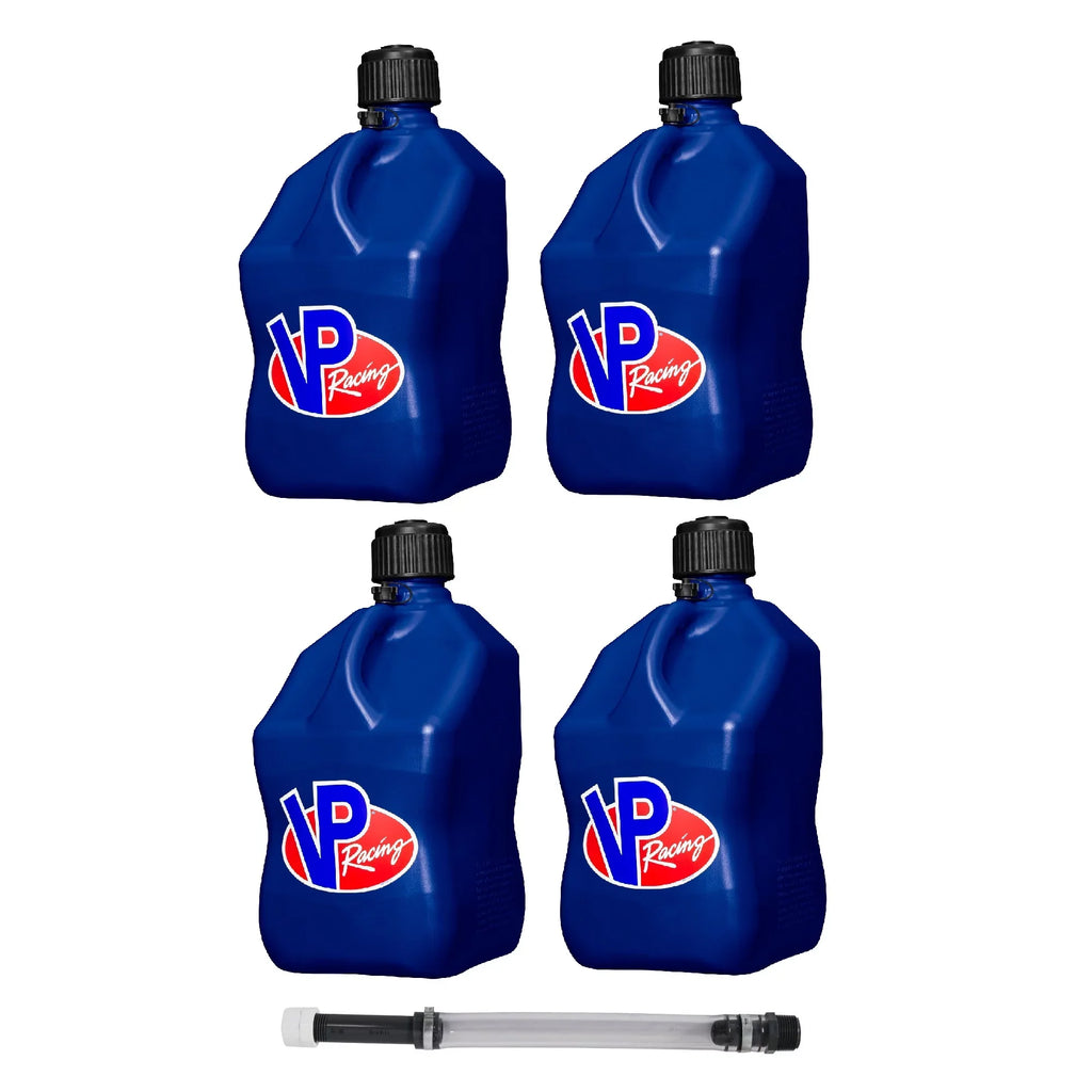 Racing Fuels 5.5 Gal Motorsport Fuel Container Blue (4-Pack) w/ Hose Kit w/Cap