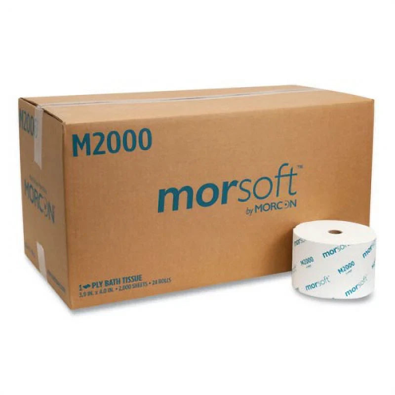 1 ,Morcon Tissue Small Core Bath Tissue, Septic Safe, 1-Ply, White, 2,000 Sheets/Roll, 24 Rolls/Carton ()