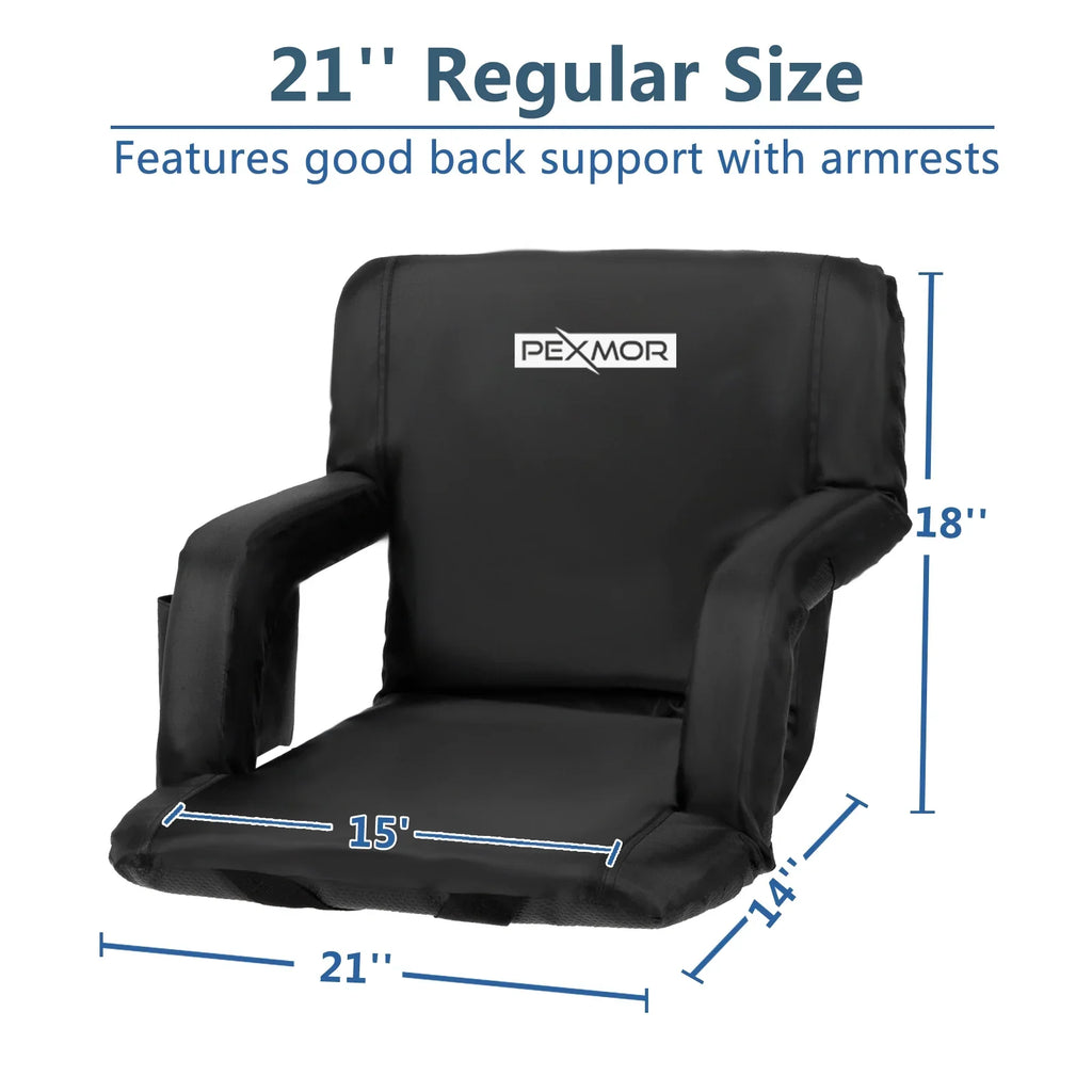 2-Pack Stadium Seat for Bleachers with Back Support & Carrying Bag, Portable Reclining Cushion, Standard 21'' Width