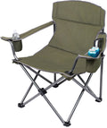 Internet's Best  Padded Camping Folding Chair - Cooler Bag - Outdoor - Green - Sports - Insulated Cup Holder - Heavy Duty - Carrying Case - Beach - Extra Wide - Quad