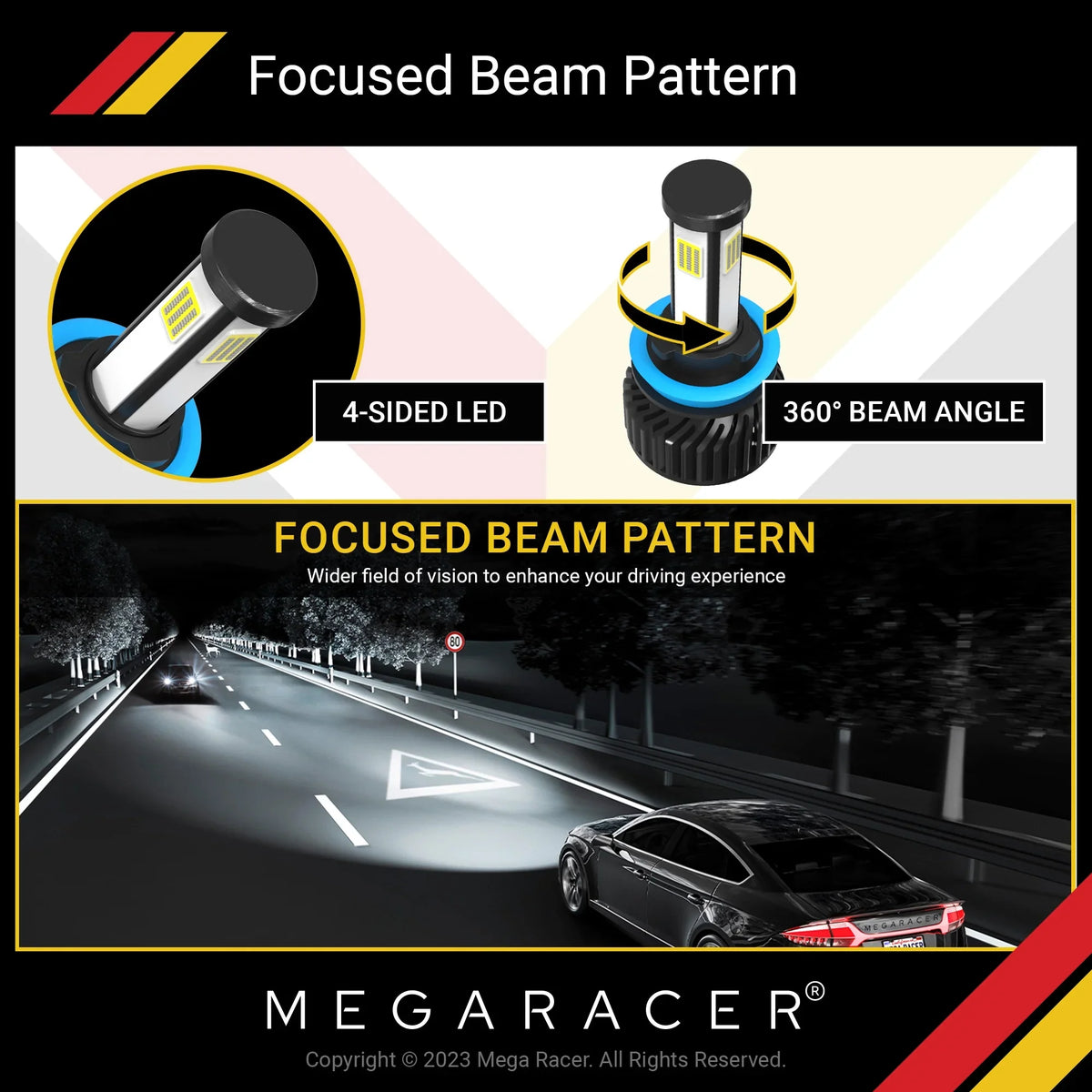 Mega Racer  328i xDrive 4 Sided     Headlight Bulbs 6000K Diamond White 12V 60W 10000LM  328i xDrive 2011 2012 2013 2014 2015 2016 11 12 13 14 15 16 Fog Light Automotive Replacement
