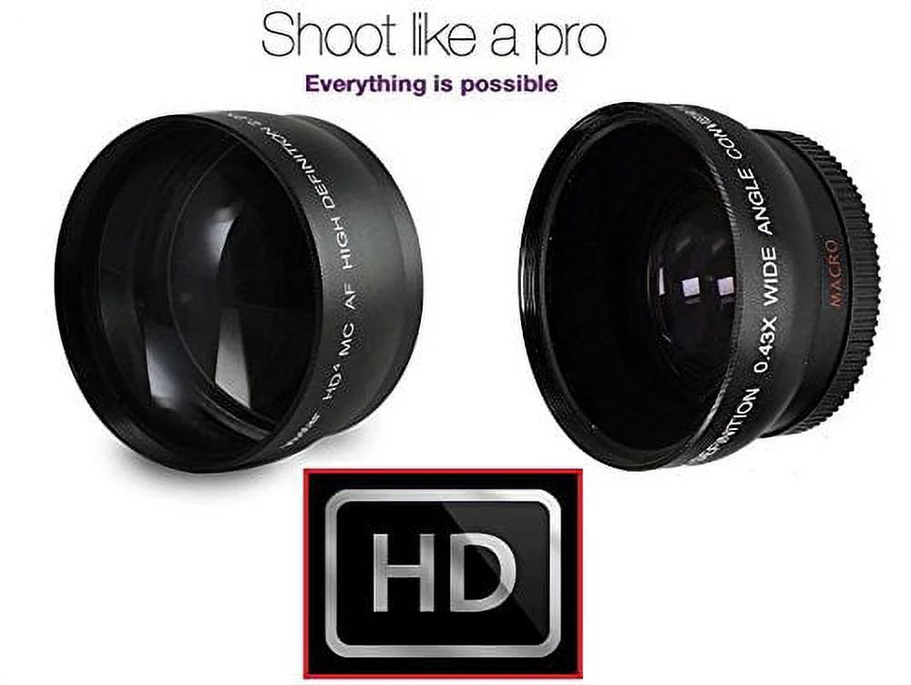 Hi-Def 2-Pc Lens Kit Telephoto & Wide Angle Lens Set For Panasonic Lumix - (58mm Size Compatible)