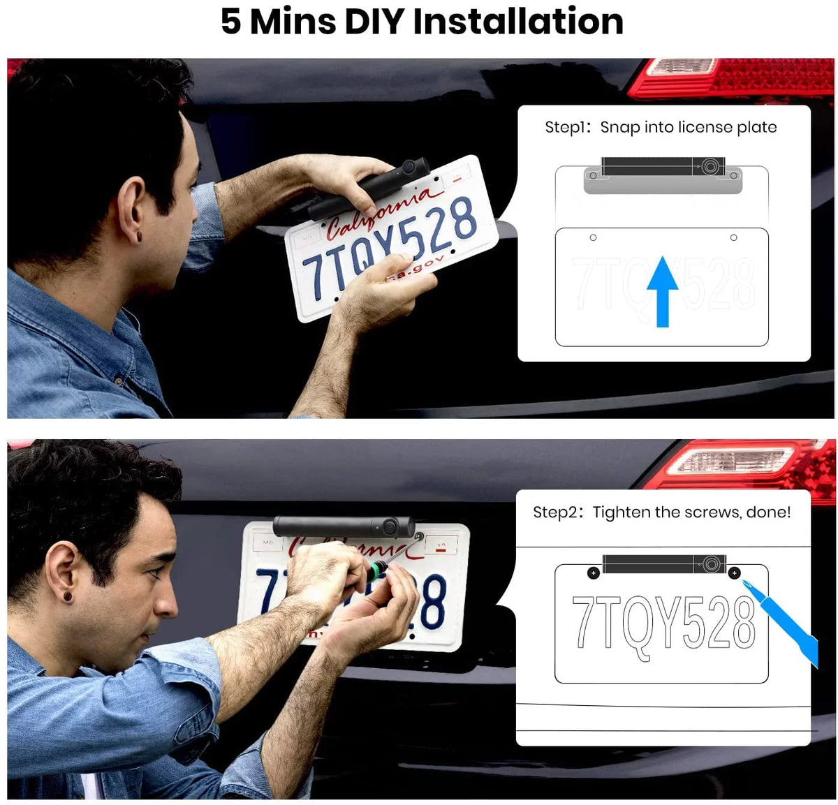 '-  Solar Wireless Backup Camera for Trucks, 5Mins  Installation, 5'' Monitor Night Vision Back Up Camera Systems for Car