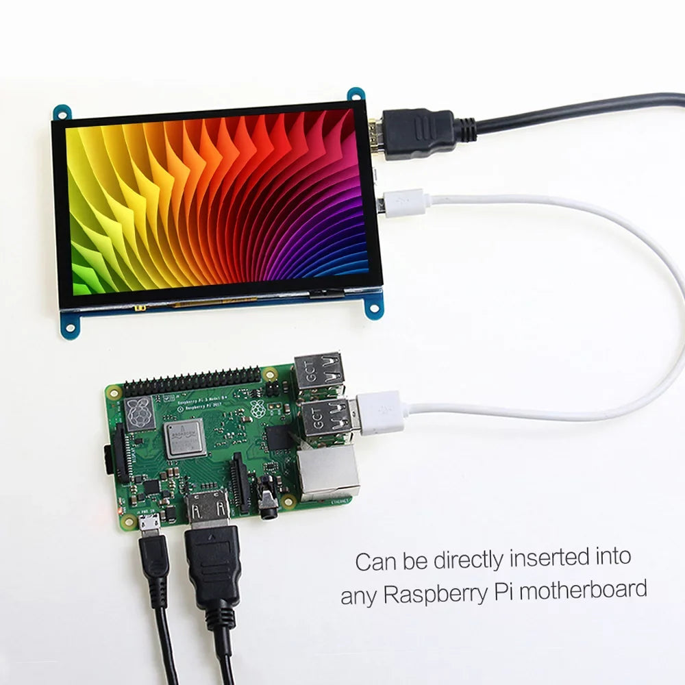 Htovila 5 Inch Capacitive Touchscreen Display 800*480 Resolution Small Portable  with  Interface Compatible with Raspberry Pi Educational Tool