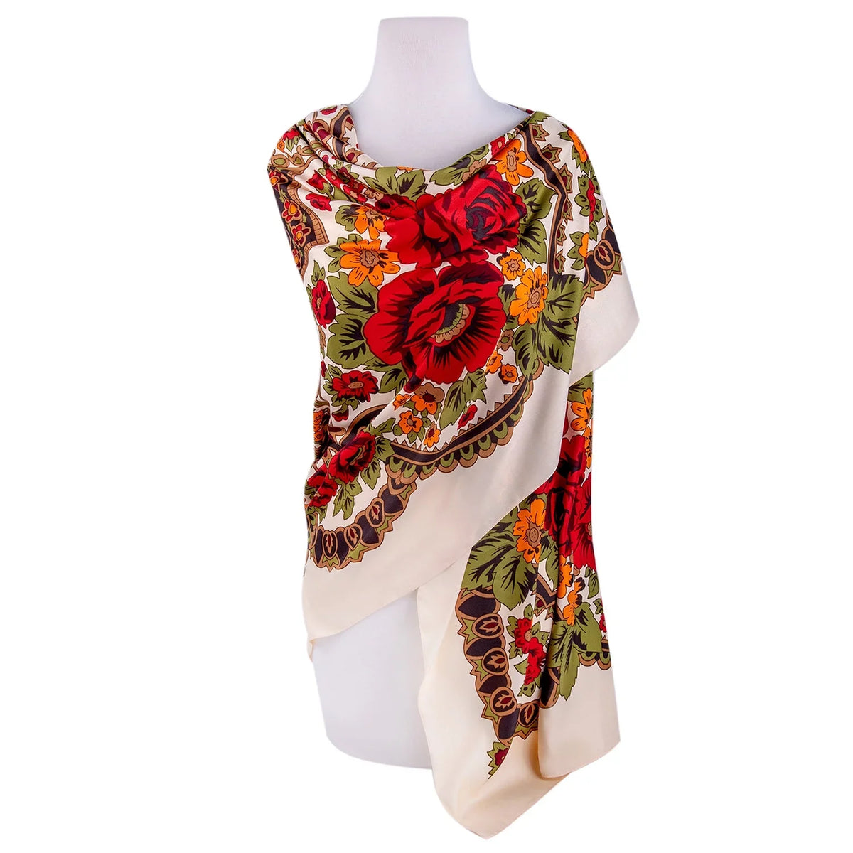Evening Shawl and Wrap for Women Precious Beige Silk Shawl 51x51'' (130 * 130 cm) Travel Scarf Tops Fashion Shawl for Wedding