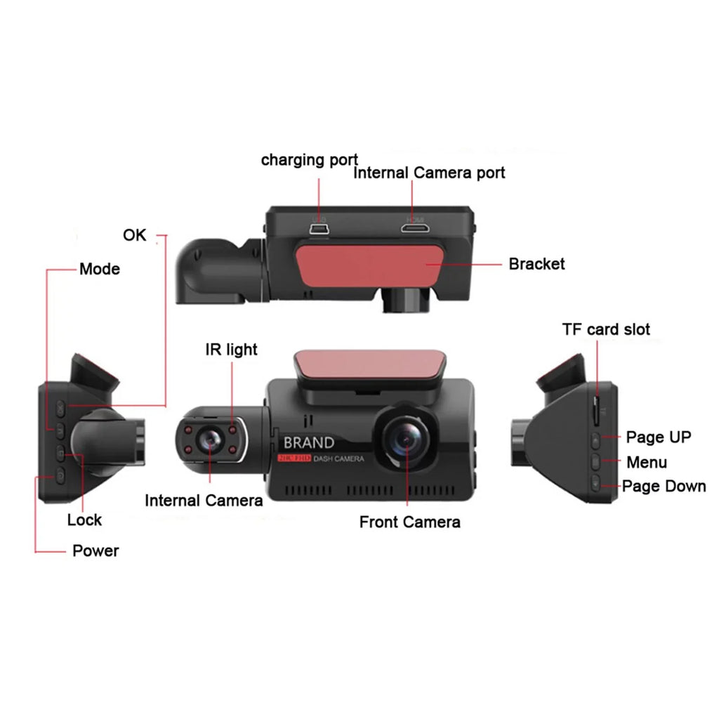 Dash Cam Front and Inside for Car, Dual Dash Cam /32GB  Card,  1080P Car Camera Dual Lens, Wide Angel  Car Parking Driving Recorder Night Vision Loop Recording -Sensor