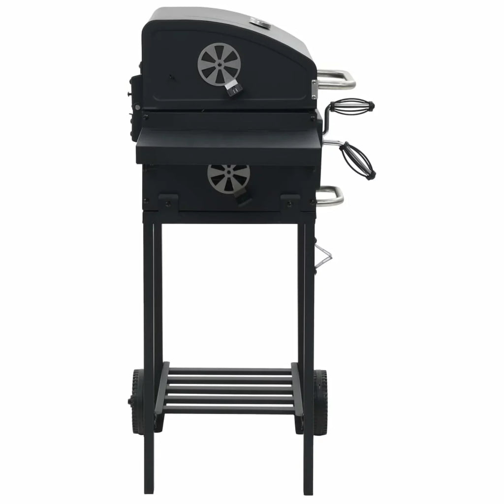 Charcoal-Fueled  Grill with Bottom Shelf Black