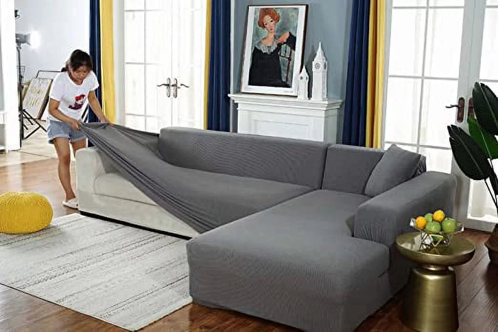 Nvzi Thick Couch Covers 1 2 3 4 Seater, Sectional Sofa Sectional Couch Covers  Shape Stretch Slipenclosure Living Room Dogs Pets, Washable Durable Furniture Protector…, Light Gray, 3 Seater:70-84 inch