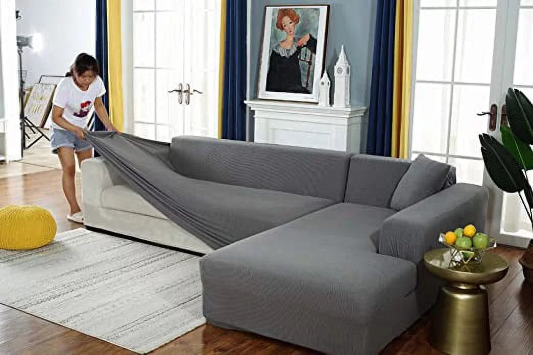 Nvzi Thick Couch Covers 1 2 3 4 Seater, Sectional Sofa Sectional Couch Covers  Shape Stretch Slipenclosure Living Room Dogs Pets, Washable Durable Furniture Protector…, Light Gray, 3 Seater:70-84 inch