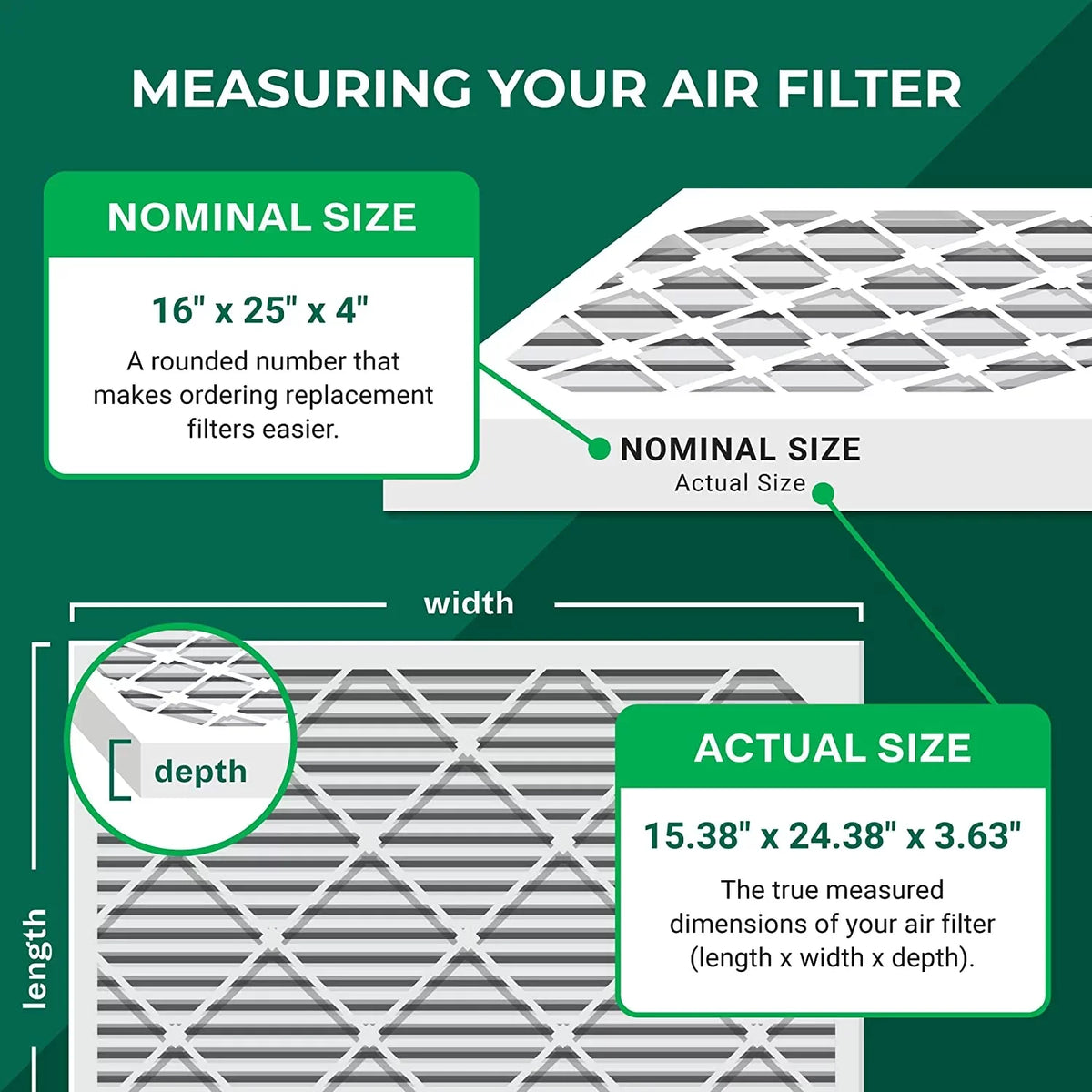 Filterbuy 16x25x4  8 Pleated   Furnace Air Filters (6-Pack)