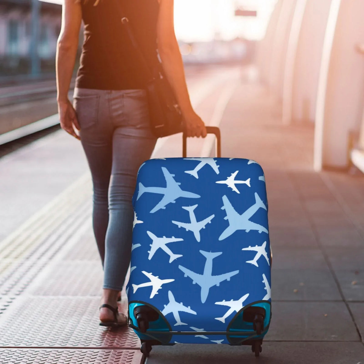 Lukts Airplanes In The Sky Elastic Travel Luggage Cover Suitcase Protector Bag,Anti-Scratch,Dust-Proof Washable Suitcase Sleeve For Kid Adult, (For 18-32 Inch Luggage)