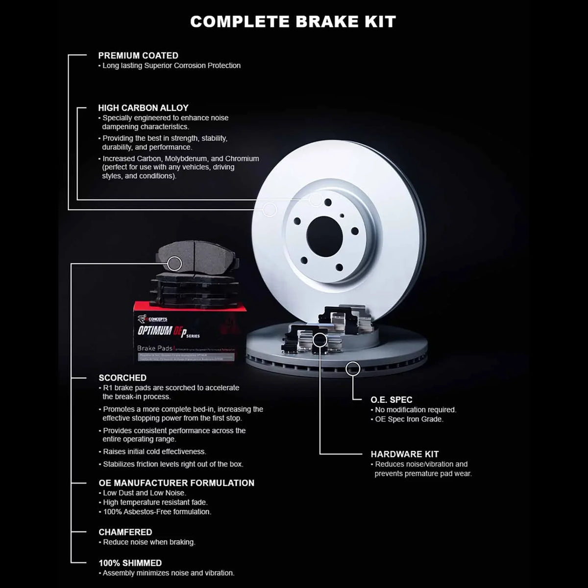 Concepts Wduh1 76161  Concepts Carbon Series Brake Rotors With 5000 Oep Fits select: 1999-2003