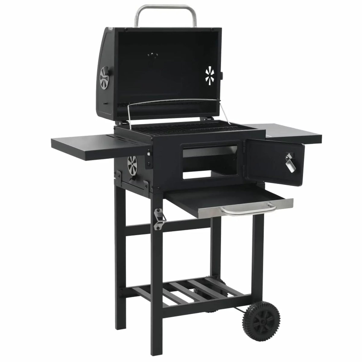 Charcoal-Fueled  Grill with Bottom Shelf Black