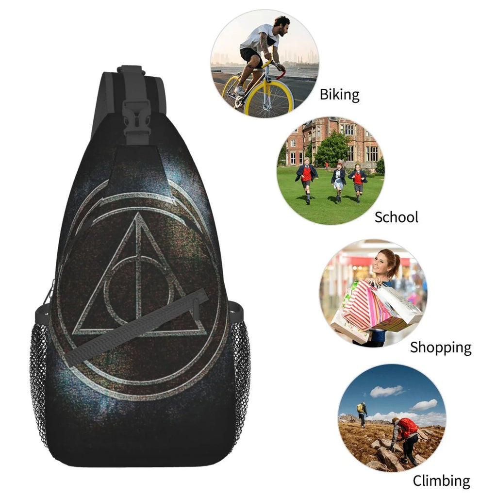 Harry Potter Deathly Hallows Sling Bag Crossbody Backpack Chest Bags Diagonally Travel Daypack For Women Men Adults Teen