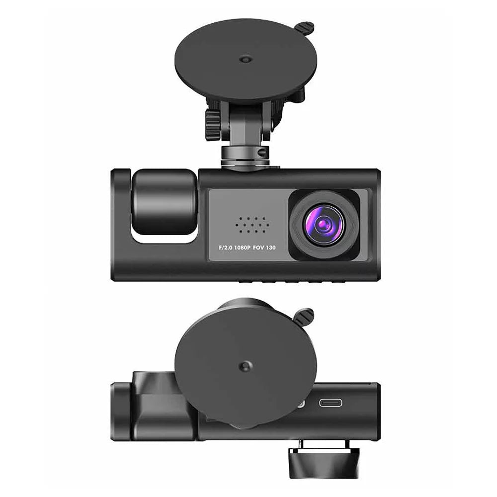 Shinysix 3 Cameras Dash Cam Multi-Language Clear Car Rearview Mirror Car Video Recording Camcorder Wide Angle Car Camera Recorder  Interconnection Auto Safety Driving Recorder