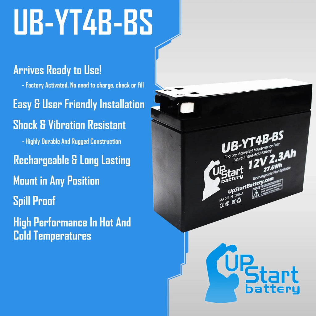 3-Pack UpStart Battery Replacement for 2007 Yamaha  400CC Factory Activated, Maintenance Free, Motorcycle Battery - 12V, 2.3Ah, --