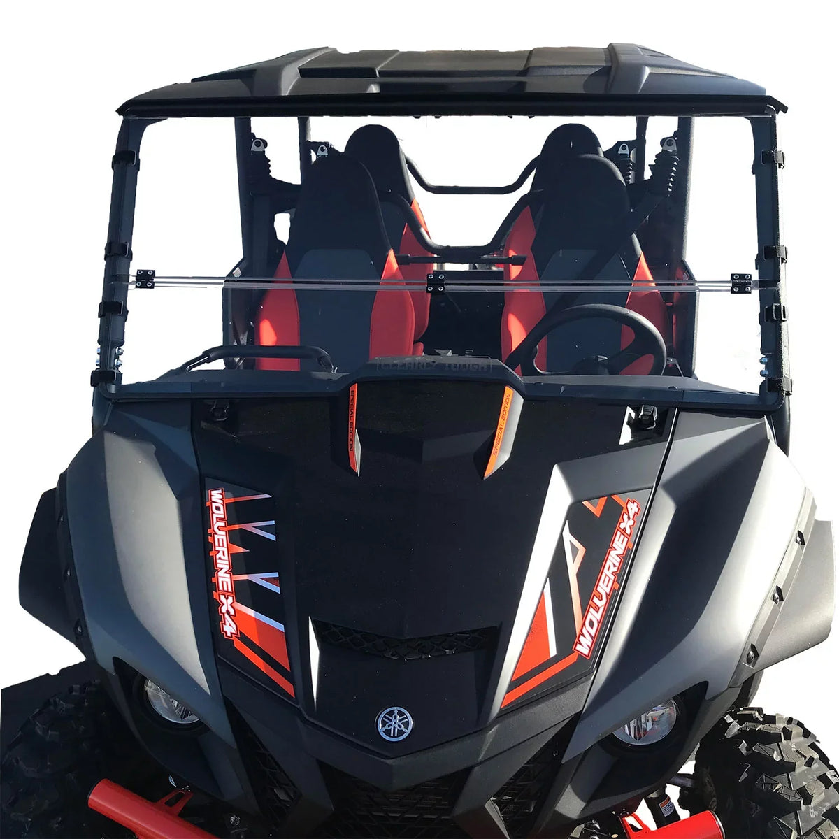 Clearly Tough Yamaha Wolverine  /  Full Folding Windshield (2020 and older) -  - Extreme Versatility! Premium polycarbonate w/Hard Coat. Made in America!