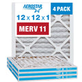Aerostar 12x12x1  11 Pleated Air Filter,  Furnace Air Filter, 4 Pack