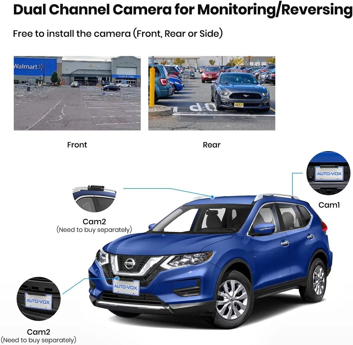 '-  Solar Wireless Backup Camera for Trucks, 5Mins  Installation, 5'' Monitor Night Vision Back Up Camera Systems for Car