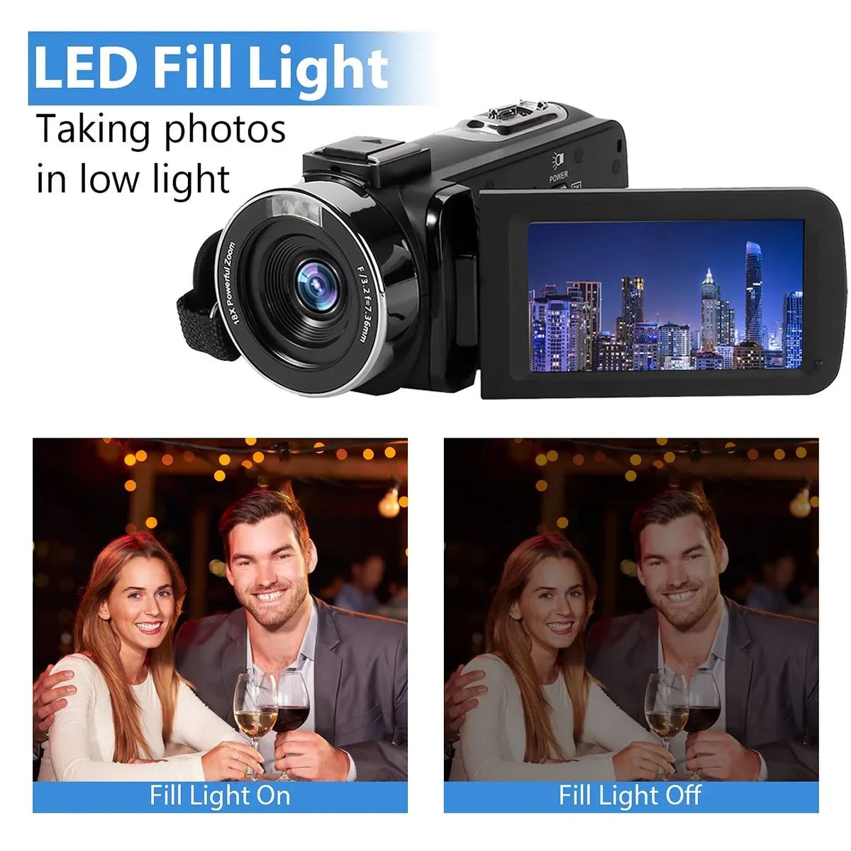 Video Camera for Youtube Camcorder Night Vision Film Camera Full  2.7K 30FPS 30.0   Vlogging Digital Camera, 2 Batteries, Remote